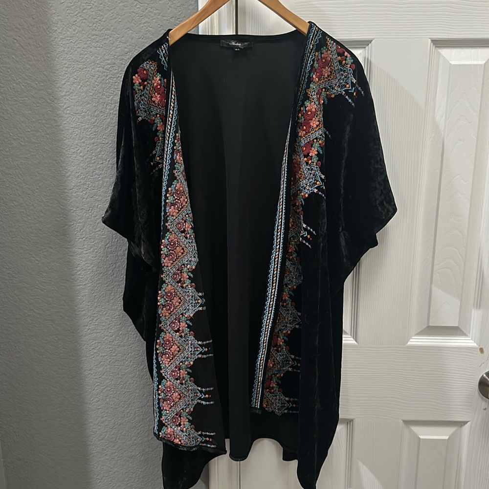Andree By unit embroidered velour cardigan medium large